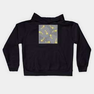 Herringbone yellow on gray with a linen structure - Pantone colors of the year 2021 Kids Hoodie